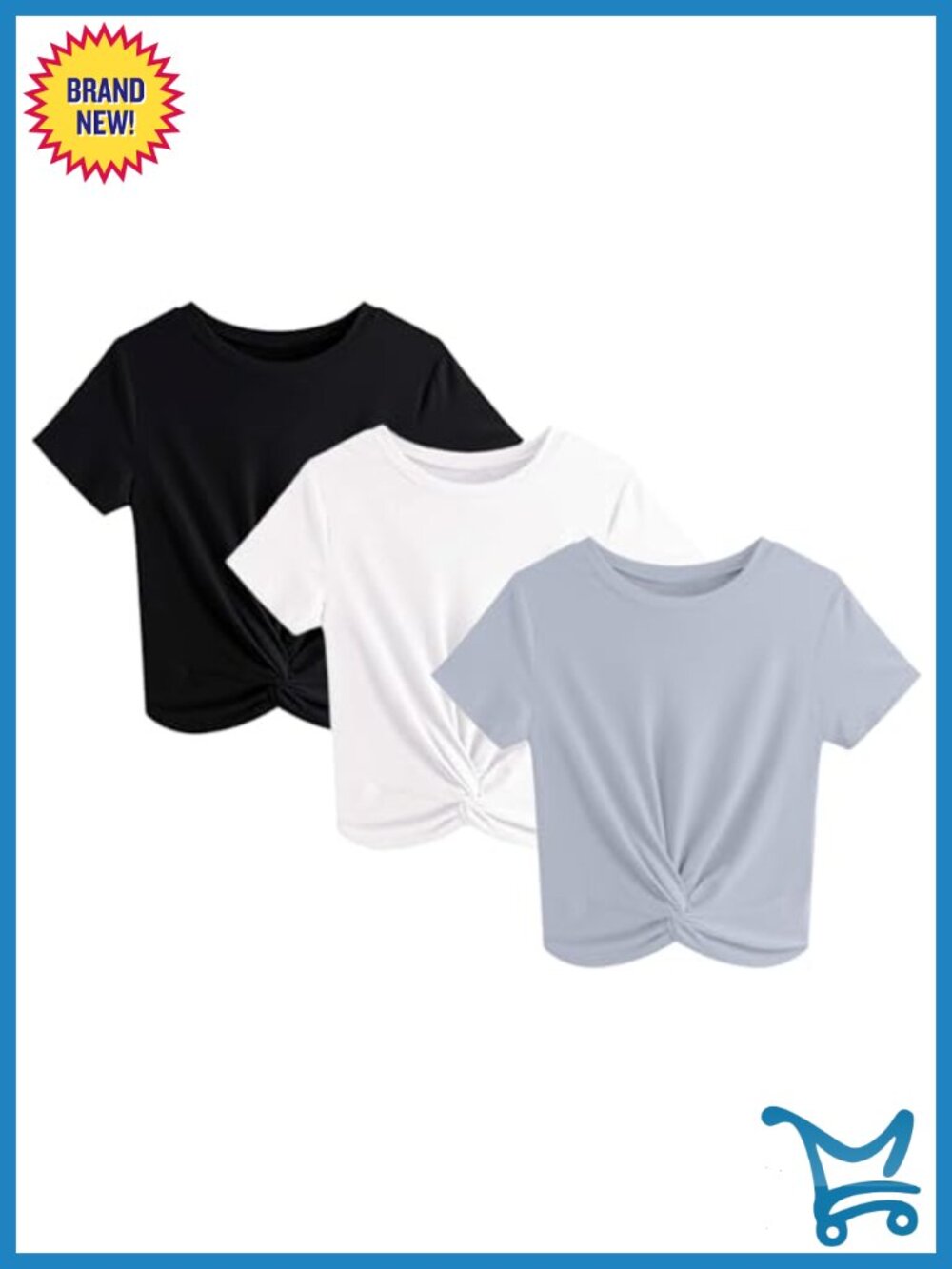 Women's Twist Front Crop Top Short Sleeve Crew Neck Tee